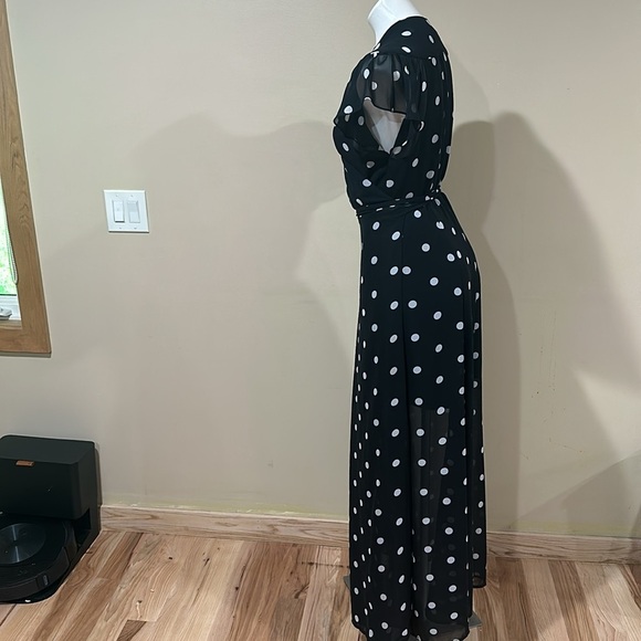 Eva Mendes Black and White Wrap Maxi Dress - Picture 3 of 7